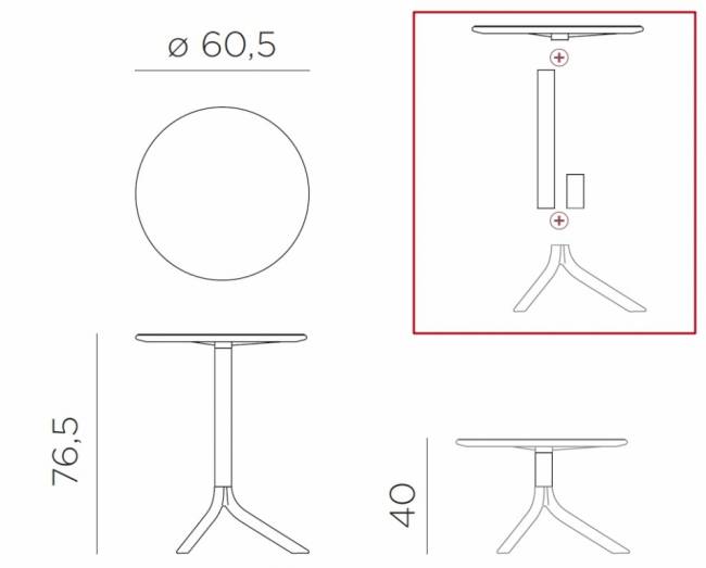 Стол пластиковый обеденный Spritz + Spritz Mini голубой Ø605х400-765 мм Стол пластиковый обеденный Spritz + Spritz Mini голубой Ø605х400-765 мм