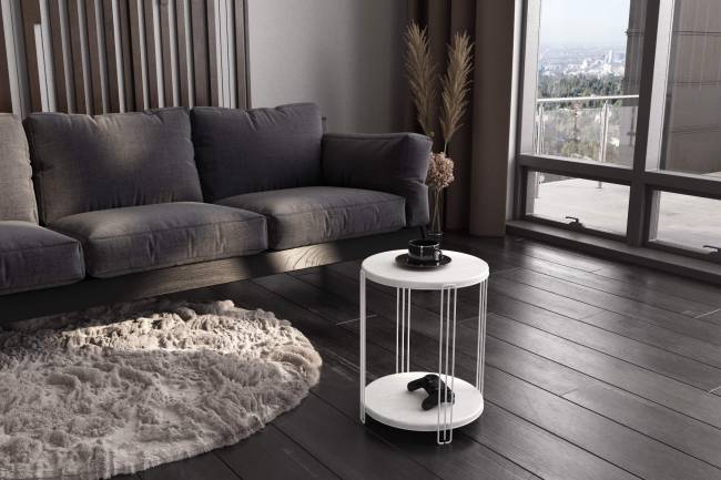 Столик кофейный SHT-CT33-1 белый муар / бетон лофт Столик кофейный SHT-CT33-1 белый муар / бетон лофт