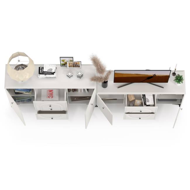 Комод Валенсия 13.309 с тумбой под ТВ Валенсия цвет белый шагрень Комод Валенсия 13.309 с тумбой под ТВ Валенсия цвет белый шагрень