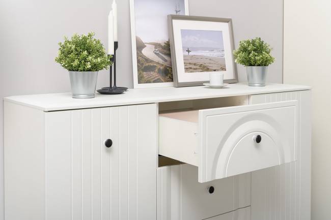 Комод Валенсия 13.309 с тумбой под ТВ Валенсия цвет белый шагрень Комод Валенсия 13.309 с тумбой под ТВ Валенсия цвет белый шагрень