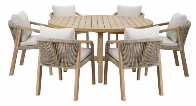 Кресло деревянное с подушками Rimini KD натуральный, бежевый 550х660х750 мм