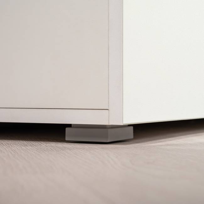 Мебельная стенка для прихожей Октава № 47 цвет белый шагрень/серый графит/дуб крафт золотой