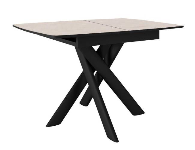 Стол DikLine DKB110, Керамика Krater Perla (бежевый матовый)/подстолье черное/опоры черные Стол DikLine DKB110, Керамика Krater Perla (бежевый матовый)/подстолье черное/опоры черные