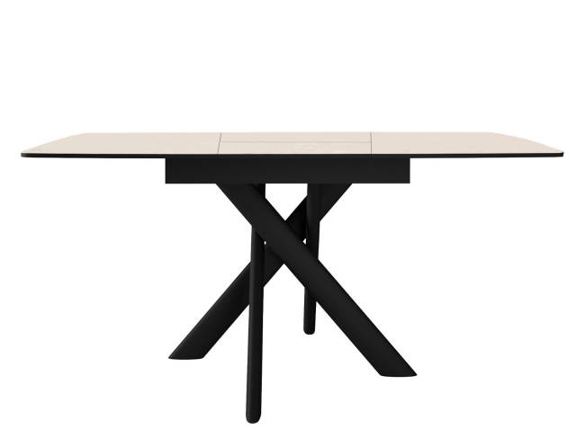 Стол DikLine DKB110, Керамика Krater Perla (бежевый матовый)/подстолье черное/опоры черные Стол DikLine DKB110, Керамика Krater Perla (бежевый матовый)/подстолье черное/опоры черные