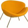Кресло дизайнерское DOBRIN EMILY, желтая ткань AF13, золотое основание