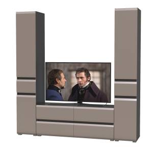 Два шкафа с ящиками и тумба под ТВ Сидней цвет антрацит/МДФ веллюто капучино Два шкафа с ящиками и тумба под ТВ Сидней цвет антрацит/МДФ веллюто капучино