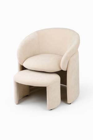 Кресло+оттоманка HUG AT5139-09 Св. бежевый, ткань/каркас металл в обивке AT5139-09 ®DISAUR