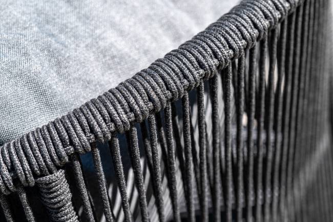 "Милан" лаунж-зона 4-местная плетеная из роупа (веревки), каркас алюминиевый темно-серый, роуп темно-серый