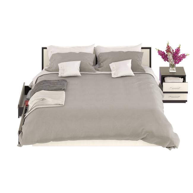 Кровать с ящиками 1800 с тумбой Сакура цвет венге/дуб лоредо Кровать с ящиками 1800 с тумбой Сакура цвет венге/дуб лоредо