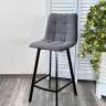 Полубарный стул CHILLI-QB SQUARE серый #27, велюр / черный каркас (H=66cm) М-City