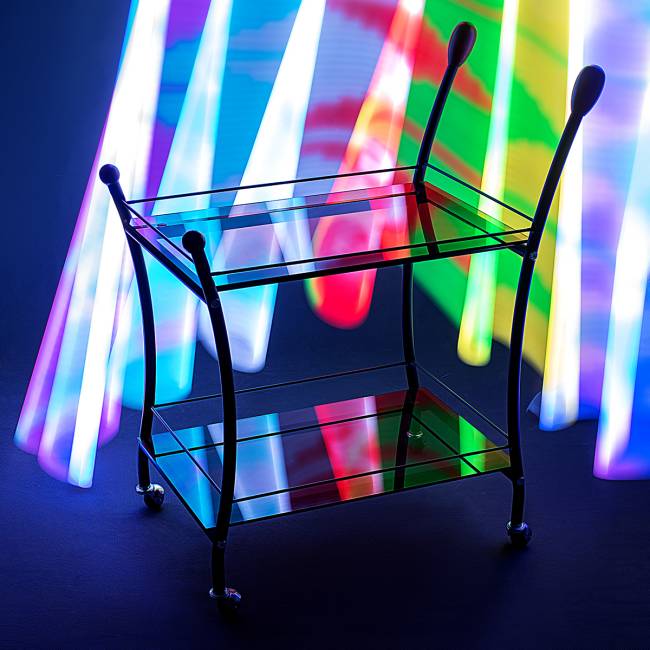 Стол сервировочный Поло чёрный/тонированное стекло Стол сервировочный Поло чёрный/тонированное стекло