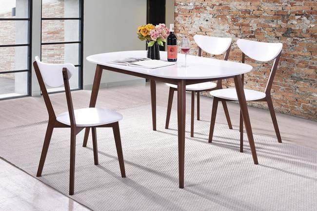 Стол обеденный MAX (Макс) основание бук, столешница мдф, 140 х 80 х 75см, Белый + Коричневый Белый + Коричневый основание бук, столешница мдф