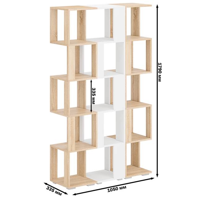 Комплект их 3-х открытых стеллажей цвет дуб сонома/белый