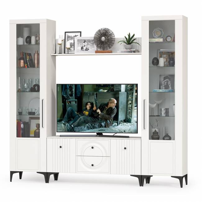 Стенка для гостиной Валенсия № 62 цвет белый шагрень