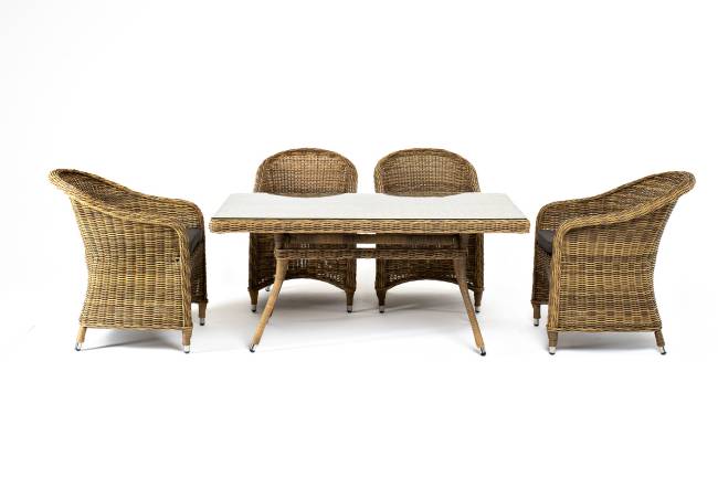 "Латте - 140 R" обеденная группа плетеная, цвет соломенный "Латте - 140 R" обеденная группа плетеная, цвет соломенный