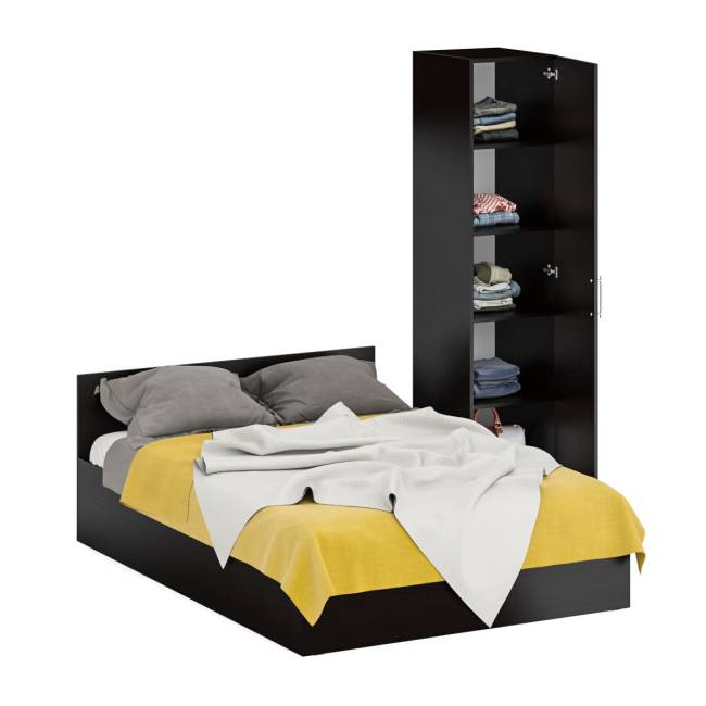 Кровать двуспальная 1400 с пеналом Стандарт цвет венге Кровать двуспальная 1400 с пеналом Стандарт цвет венге