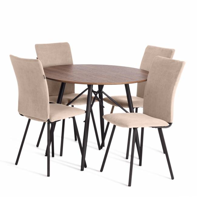 Стул обеденный La Rousse флок , бежевый/черный, 7, 49х50х93 бежевый флок Стул обеденный La Rousse флок , бежевый/черный, 7, 49х50х93 бежевый флок