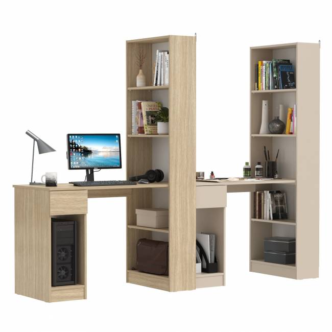 Письменные столы Лайт 10.01 с ящиками и стеллажами цвет плэйн/сатин Письменные столы Лайт 10.01 с ящиками и стеллажами цвет плэйн/сатин