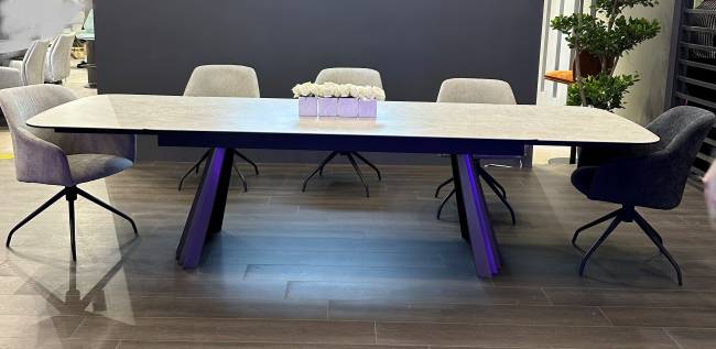 Стол ASTRID 200 TL-102 Бежевый мрамор, испанская керамика / Темно-серый каркас, ®DISAUR Стол ASTRID 200 TL-102 Бежевый мрамор, испанская керамика / Темно-серый каркас, ®DISAUR