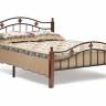 Кровать AT-126 дерево гевея/металл, 160*200 см (Queen bed), красный дуб/черный дуб темный дерево гевея/металл