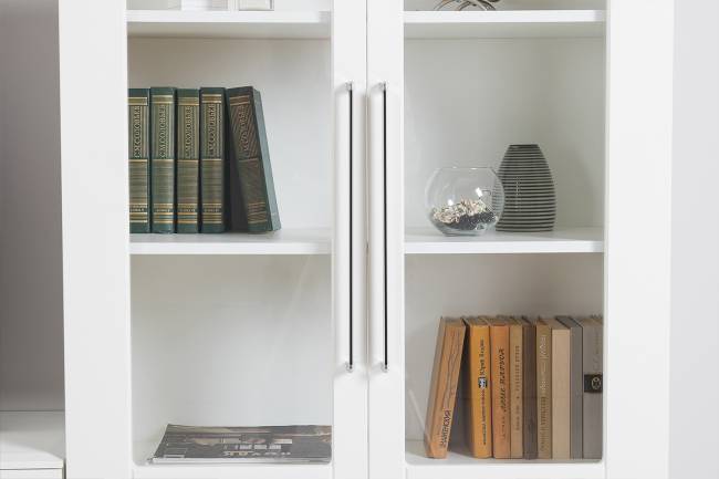 Два серванта и тумба под аппаратуру Валенсия цвет белый шагрень Два серванта и тумба под аппаратуру Валенсия цвет белый шагрень