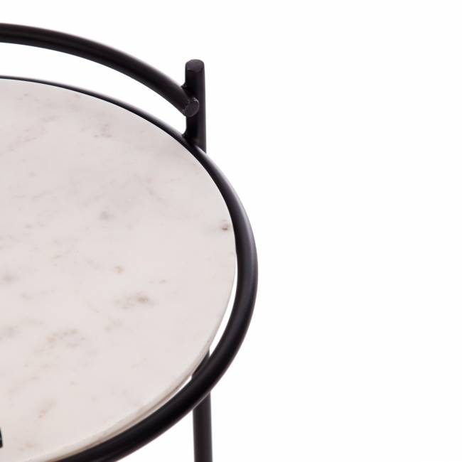 Столик кофейный Secret De Maison FASELIS ( mod. 11886 ) алюминиевый сплав/мрамор, 38*38*56 см, черный/белый мрамор черный/белый мрамор алюминиевый сплав/мрамор