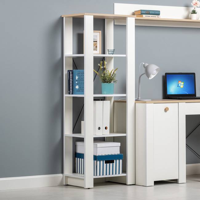 Стеллаж открытый Джастин 13.354 цвет белый шагрень/дуб белый эксклюзив Стеллаж открытый Джастин 13.354 цвет белый шагрень/дуб белый эксклюзив