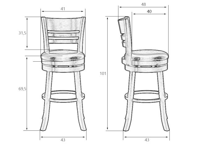 Вращающийся полубарный стул DOBRIN WILLIAM COUNTER, шоколад, кремовый