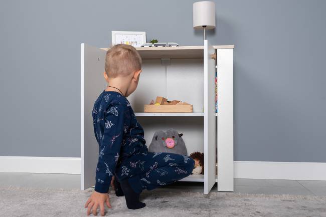 Тумба с дверками Джастин 16.228.02 цвет белый шагрень/дуб белый эксклюзив Тумба с дверками Джастин 16.228.02 цвет белый шагрень/дуб белый эксклюзив