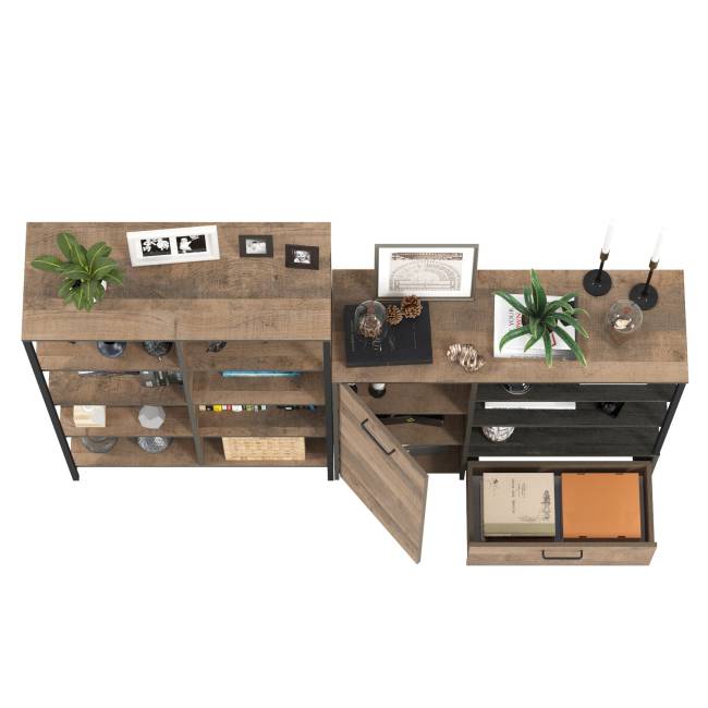 Стеллаж 13.151.02 с комодом с ящиком и дверкой Трувор цвет дуб гранж песочный/интра