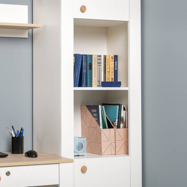 Шкаф торцевой Джастин 16.306 цвет белый шагрень/дуб белый эксклюзив