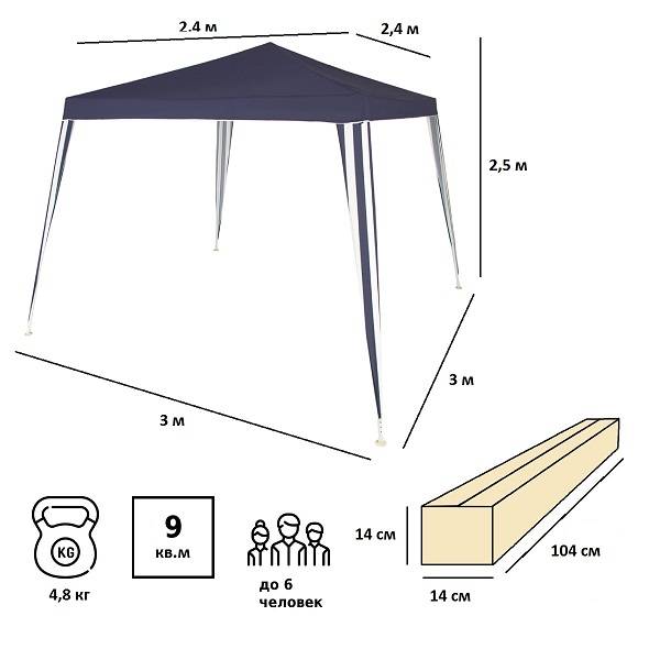 Тент садовый Green Glade 1022 2,4х2,4м/3x3x2,5м полиэстер Тент садовый Green Glade 1022 2,4х2,4м/3x3x2,5м полиэстер