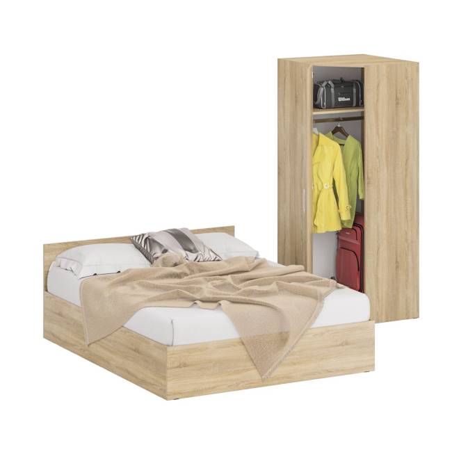 Кровать двуспальная 1600 с угловым шкафом Стандарт цвет дуб сонома Кровать двуспальная 1600 с угловым шкафом Стандарт цвет дуб сонома