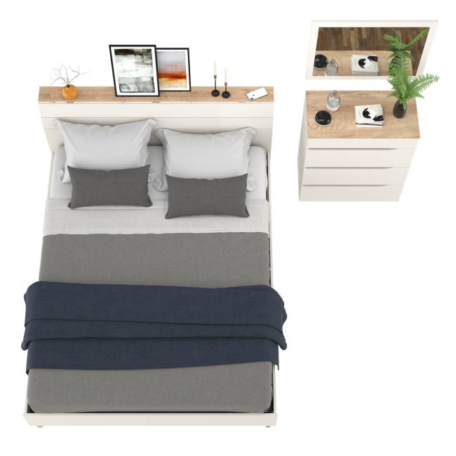 Кровать 1600 двуспальная Муссон 11.41 с основанием и комод с зеркалом цвет белый/дуб эндгрейн элегантный Кровать 1600 двуспальная Муссон 11.41 с основанием и комод с зеркалом цвет белый/дуб эндгрейн элегантный