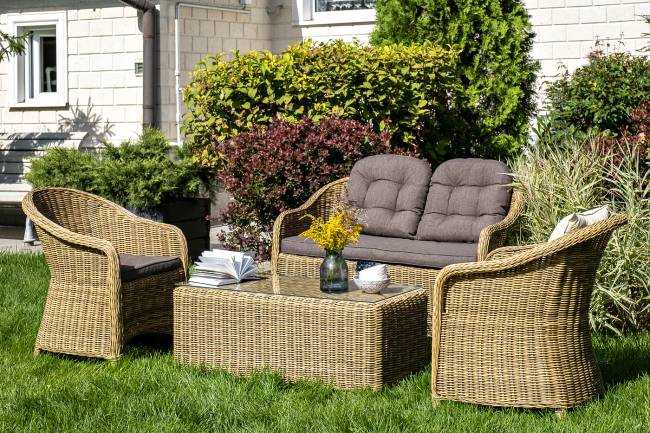 "Равенна" диван двухместный плетенный из ротанга, цвет соломенный