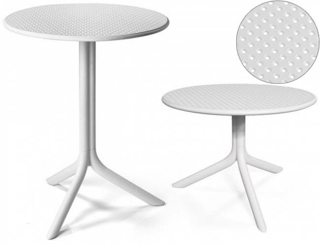Стол пластиковый обеденный Step + Step Mini белый Ø605х400-765 мм Стол пластиковый обеденный Step + Step Mini белый Ø605х400-765 мм